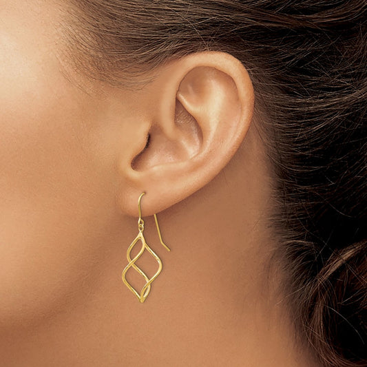 Polished Short Twisted Dangle Earrings — 14K Yellow Gold