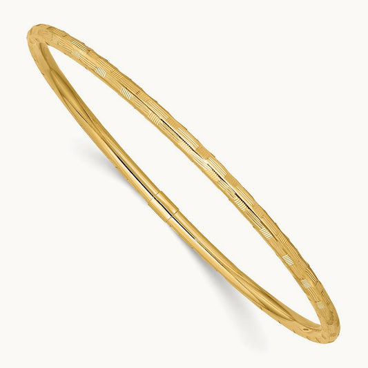 Diamond-cut Slip-on Bangle, 14K Yellow Gold