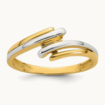 w/ White Rhodium Polished Bypass Ring, 14K