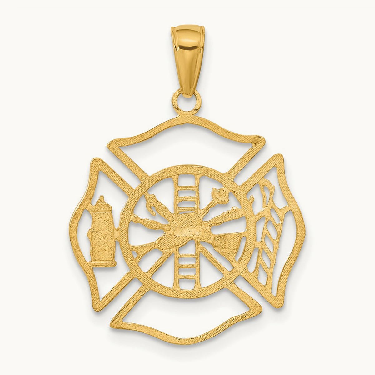 Fireman Shield Charm in 14K Yellow Gold