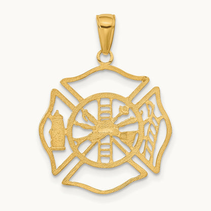 Fireman Shield Charm in 14K Yellow Gold