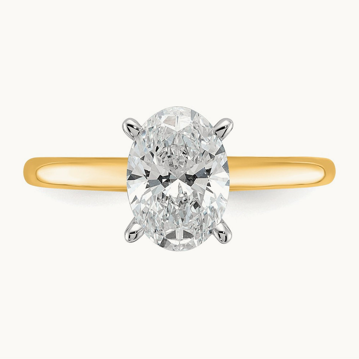 Oval Solitaire Engagement Ring, 0.50-5.00 ct tw Lab-Grown Diamond — 1 1/2 ct, 14K Two-Tone