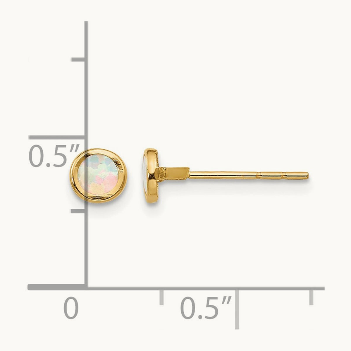 Madi K Polished Lab Created Opal Bezel Post Earrings, 14K