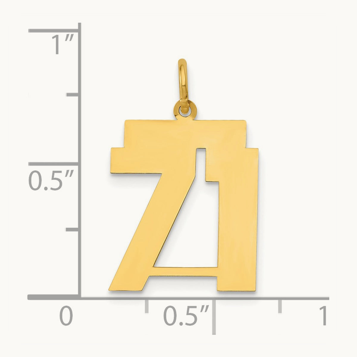 Medium Polished Number 71 Charm, 14K