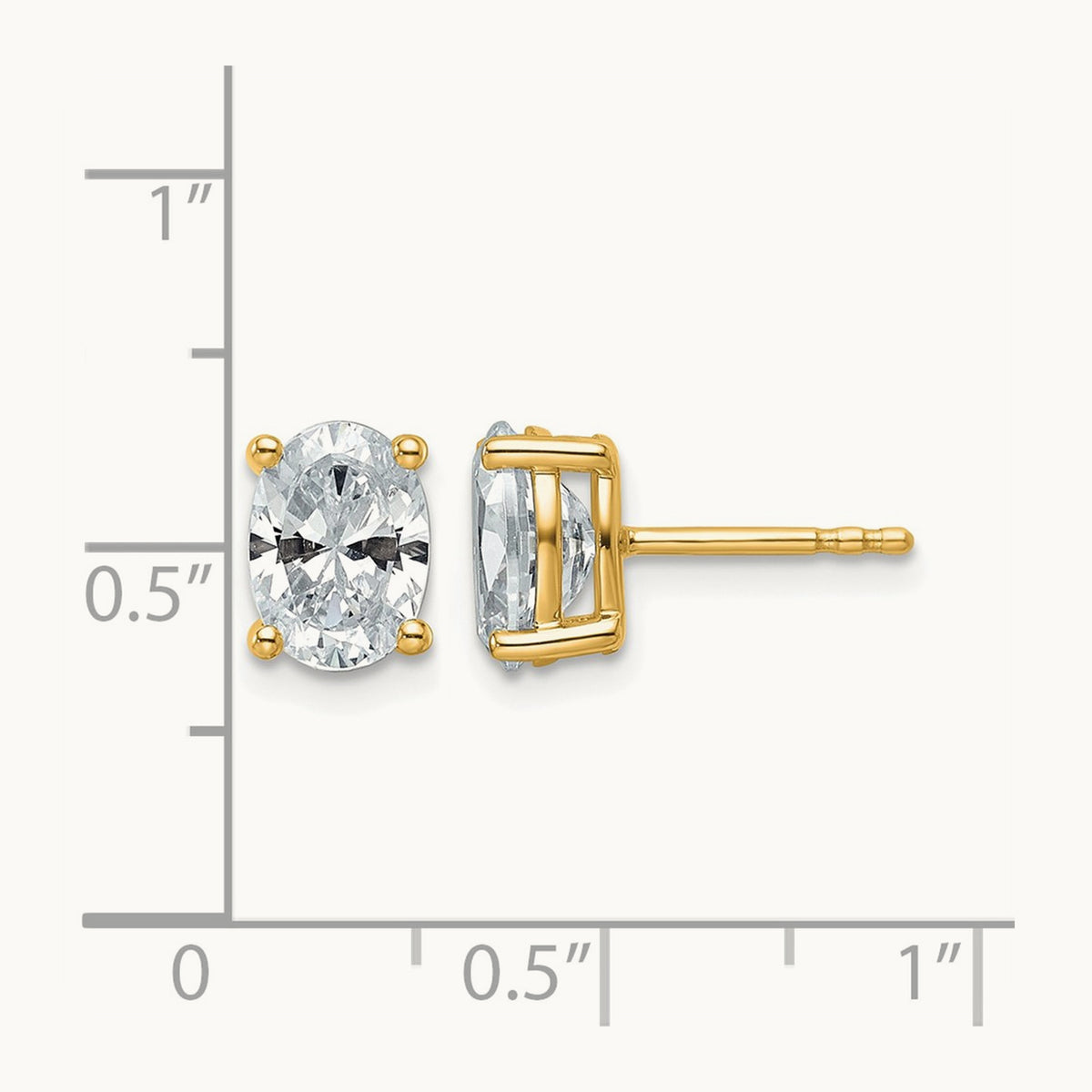 Oval Four-Prong Stud Earrings, 0.50-6.00 ct tw Lab-Grown Diamond — 2 ct, 14K Yellow Gold