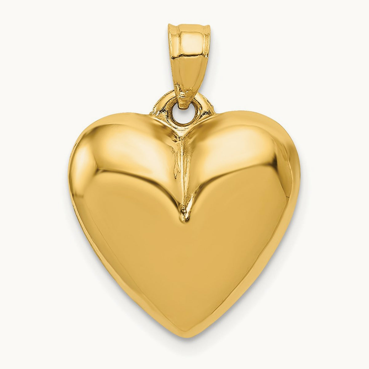 Polished 3-D Puffed Heart Pendant, 14K
