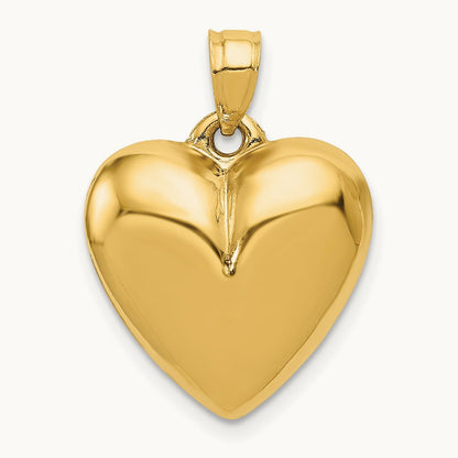 Polished 3-D Puffed Heart Pendant, 14K