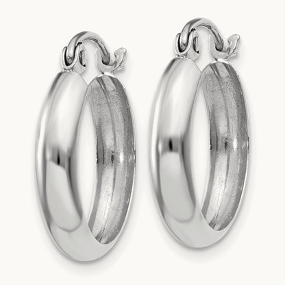 Polished Hoop Earrings — 14K White Gold