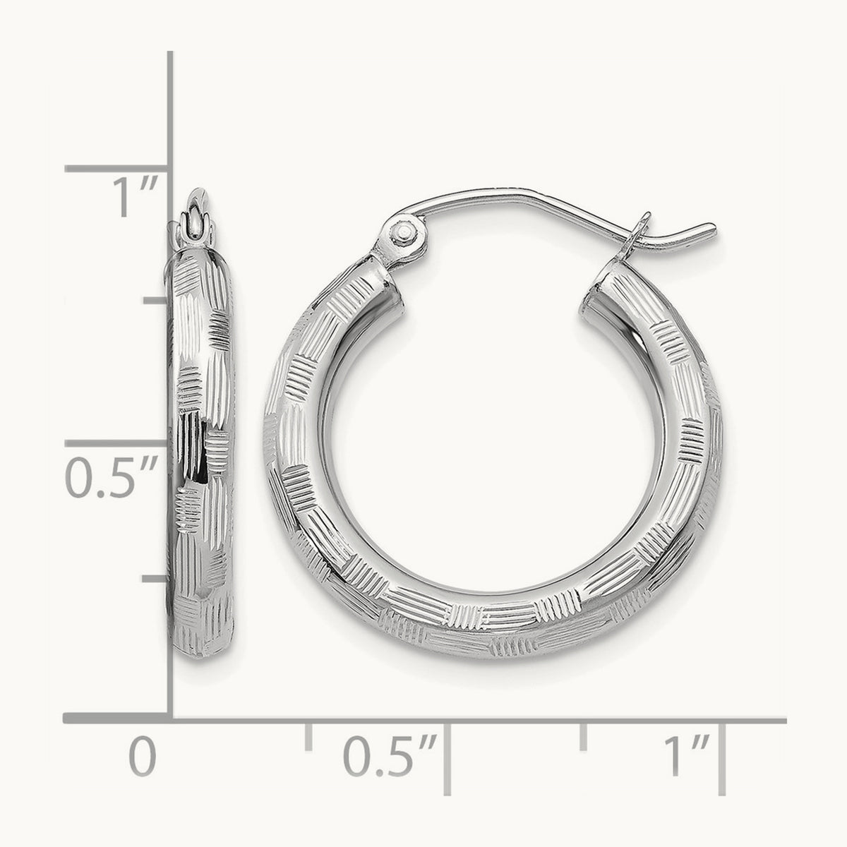 Diamond-cut Hoop Earrings, 14K White Gold