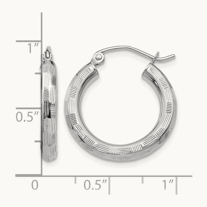 Diamond-cut Hoop Earrings, 14K White Gold
