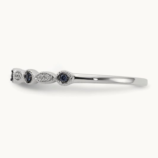 Blue/White Diamond Fancy Band, 14K White Gold