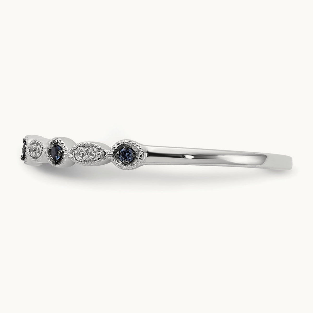 Blue/White Diamond Fancy Band, 14K White Gold