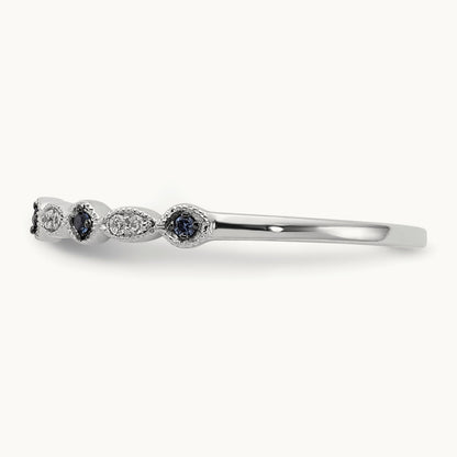 Blue/White Diamond Fancy Band, 14K White Gold