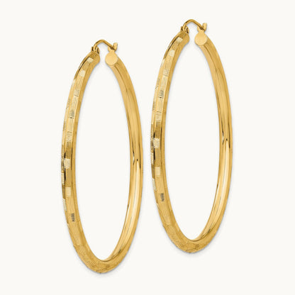 Diamond-cut Hoop Earrings, 14K