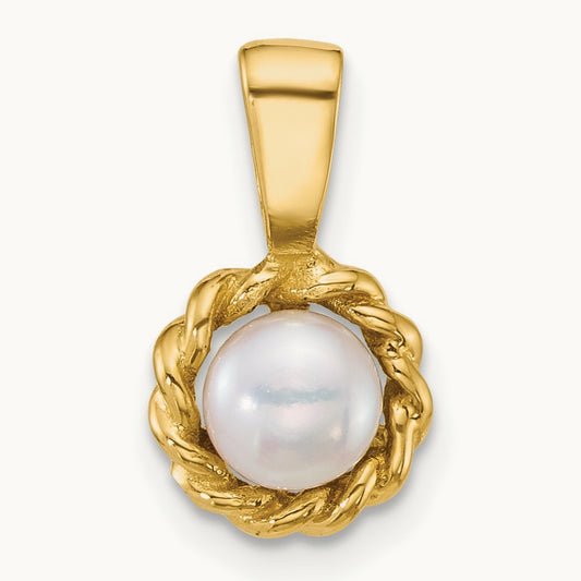 Polished 5- Button Freshwater Cultured Pearl Pendant, 6mm, 14K