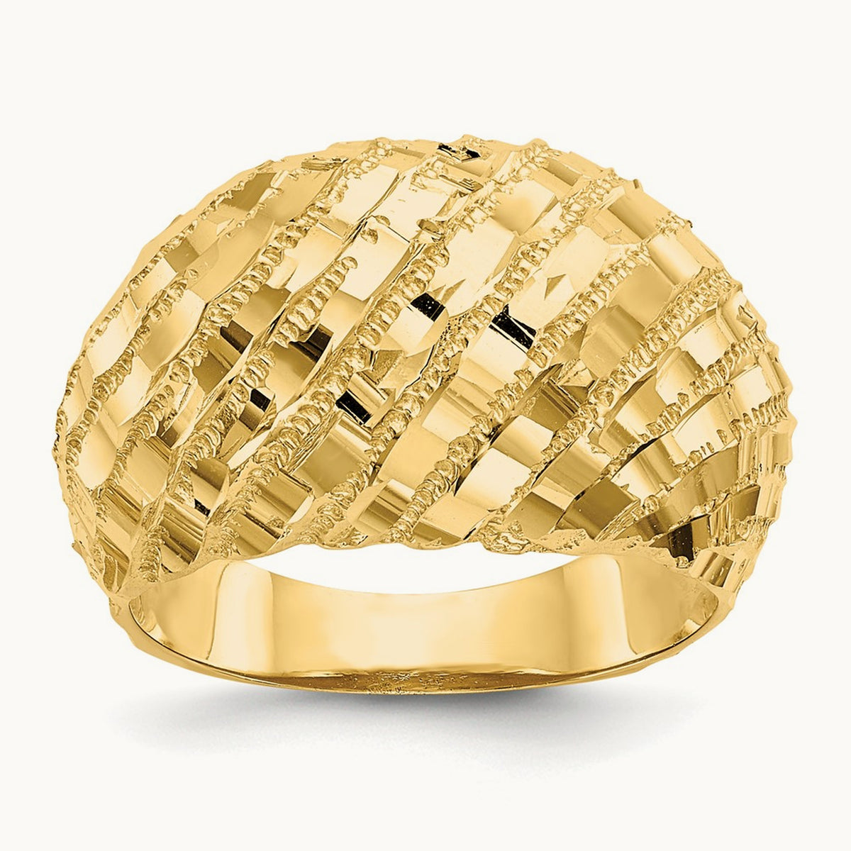 Diamond-Cut Dome Ring, 14K