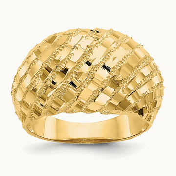 Diamond-Cut Dome Ring, 14K