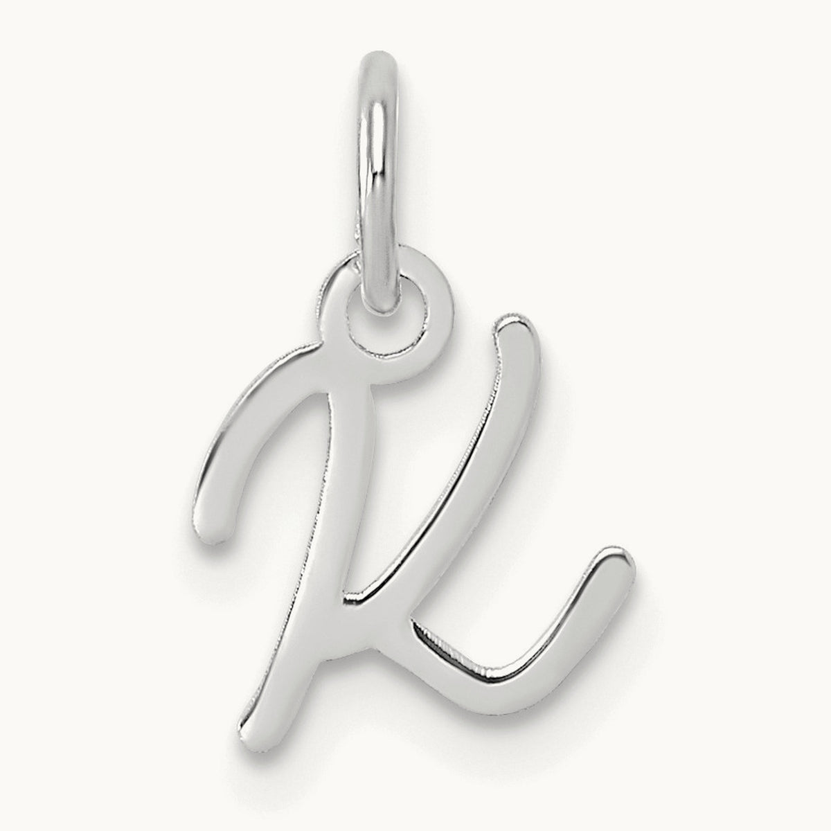 Uppercase Initial Charm — 14K White Gold, K