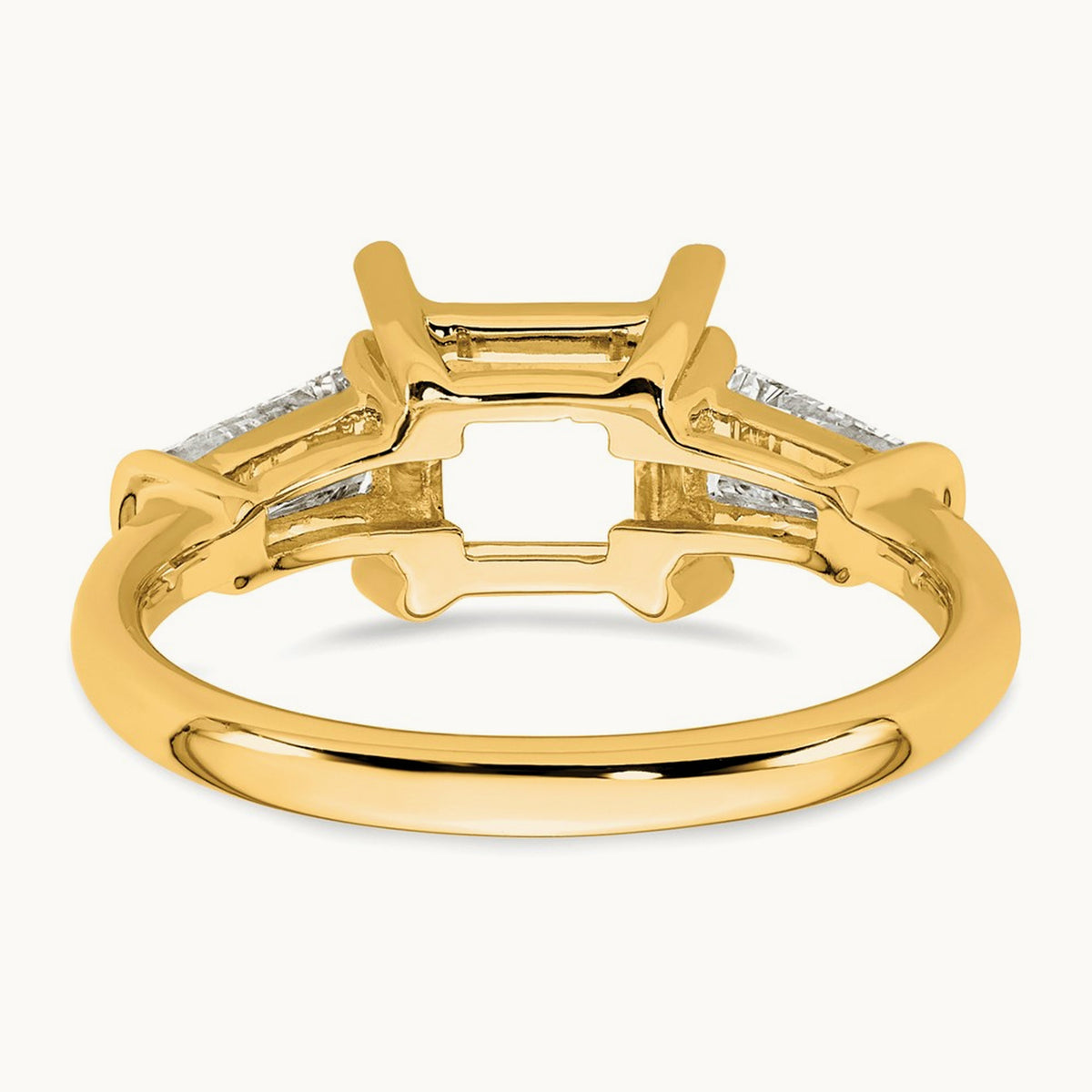 Baguette Princess Semi-Mount Engagement Ring — 14K Yellow Gold, 5/8 ct, 7