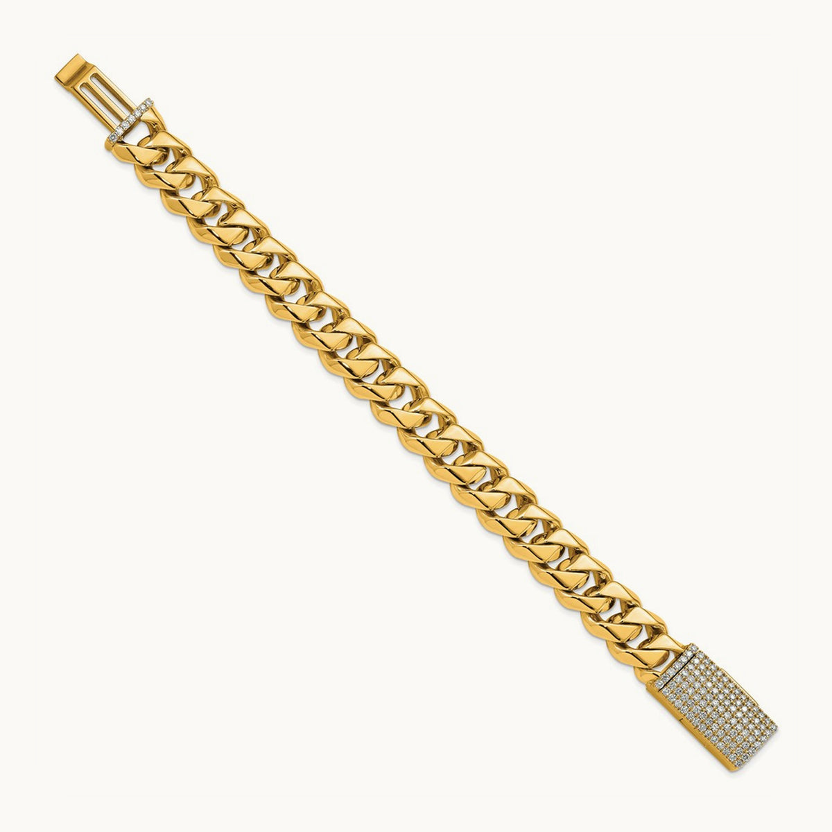 Hand-polished Traditional Link Diamond Clasp Chain — 14mm