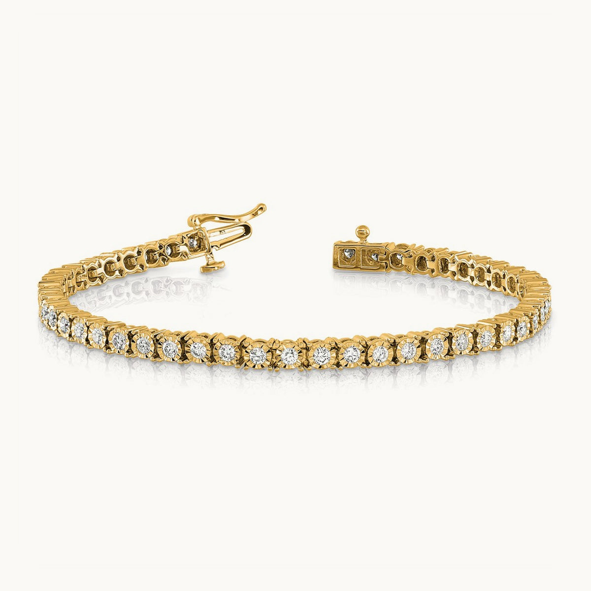 Illusion Setting Diamond Bracelet — 14K Yellow Gold