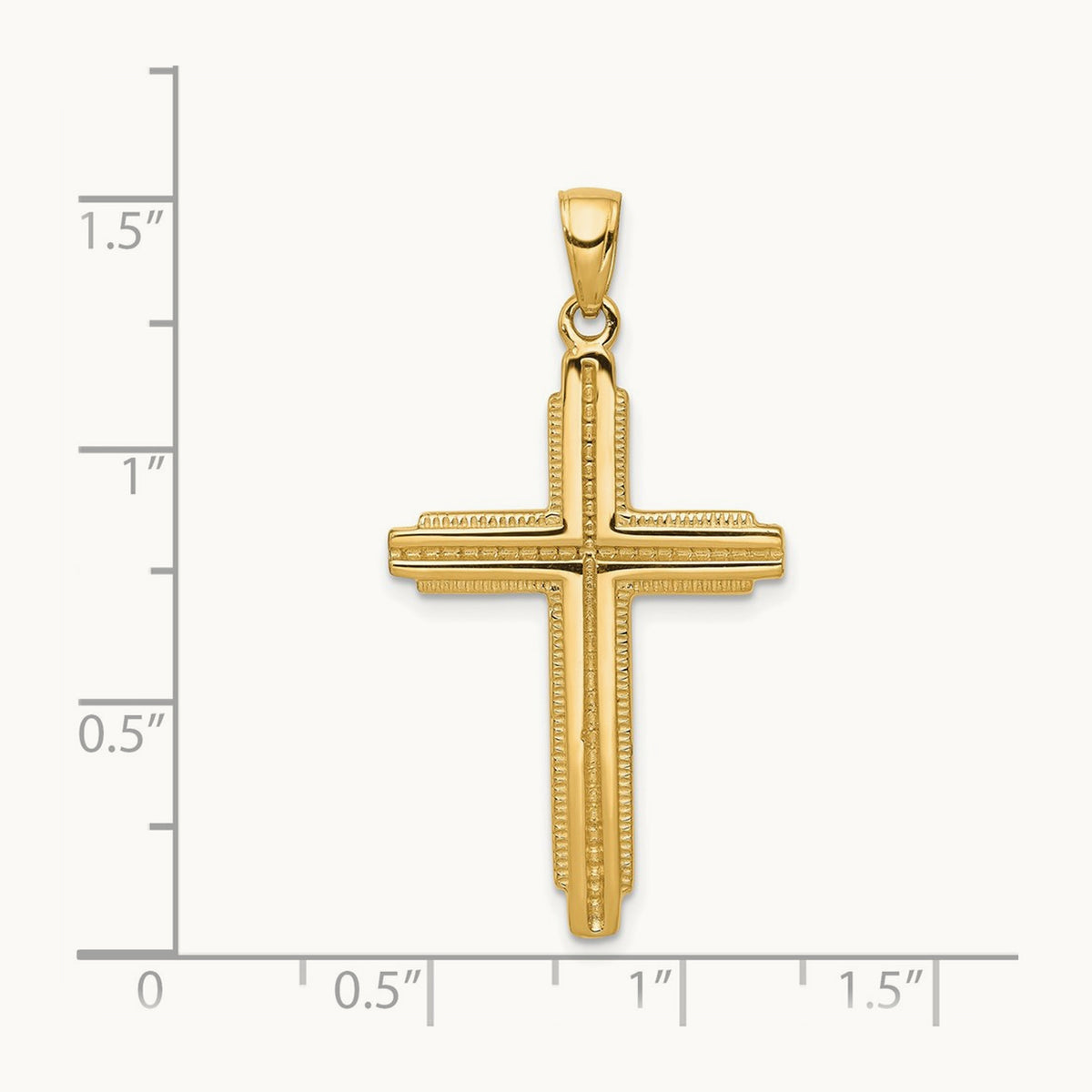 Textured Outline Cross Pendant, 14K