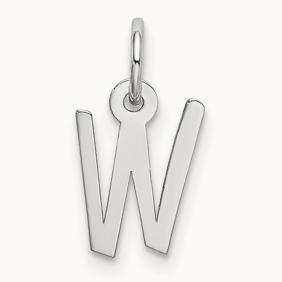 Small Slanted Block Initial Charm — 14K White Gold, W