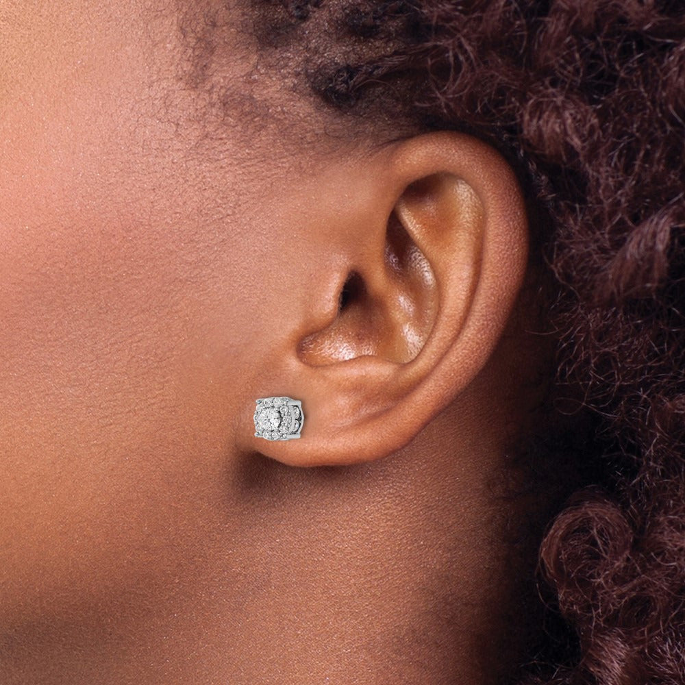 Round Halo Post Earrings, 1.00-2.00 ct tw Lab-Grown Diamond — 1 ct (2)