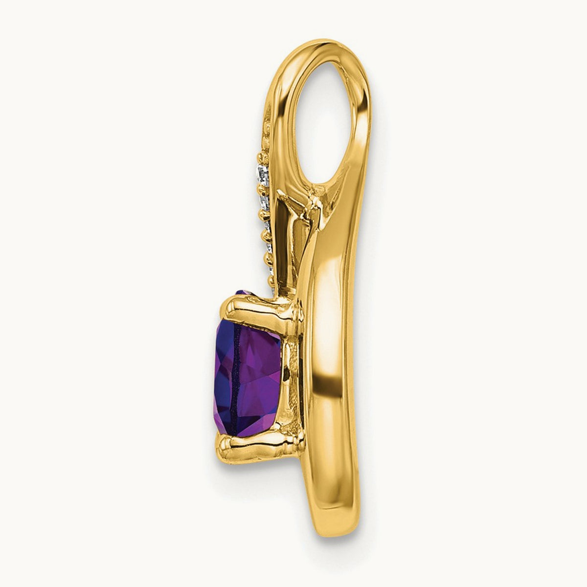 Amethyst and Diamond Pendant — 14K Yellow Gold