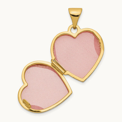Scroll Heart Locket, 14K