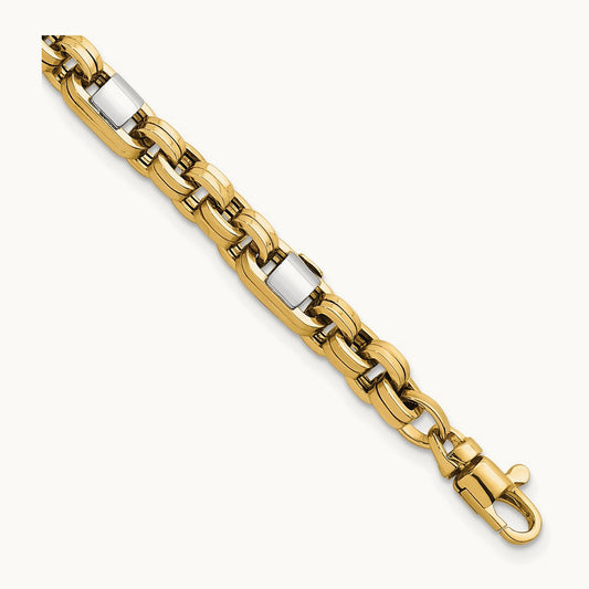 Polished 7.5in Link Bracelet, 14K Two-tone