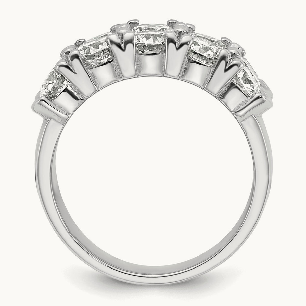 Shared-Prong 5 Stone Band — 14K White Gold, 3 3/8 ct, 7
