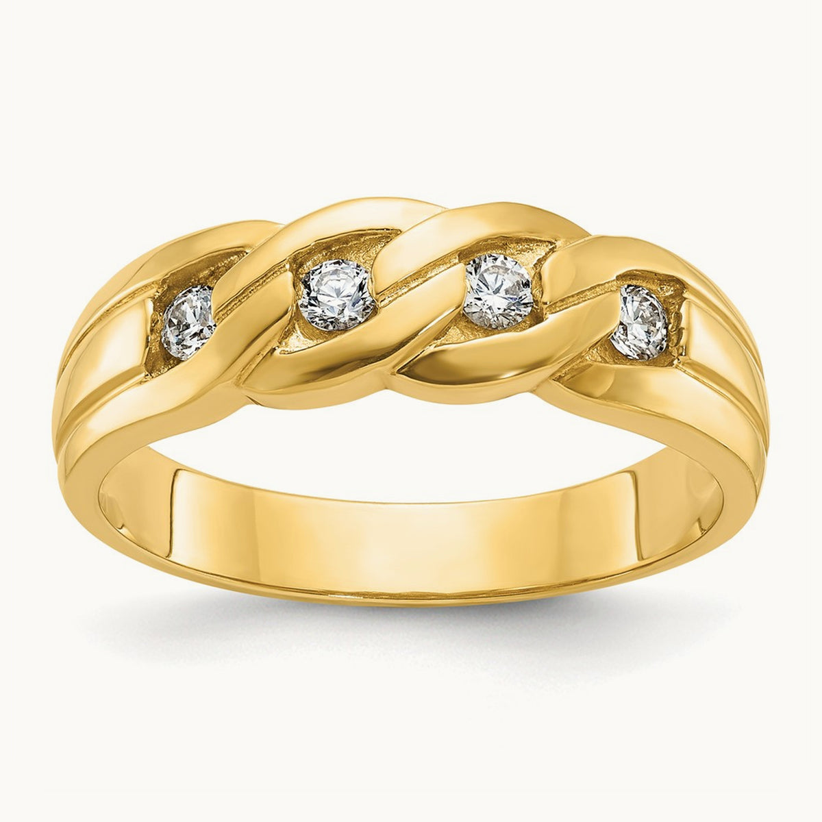IBGoodman Men's Link Design Diamond Complete Ring, 14K