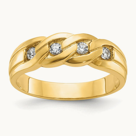 IBGoodman Men's Link Design Diamond Complete Ring, 14K