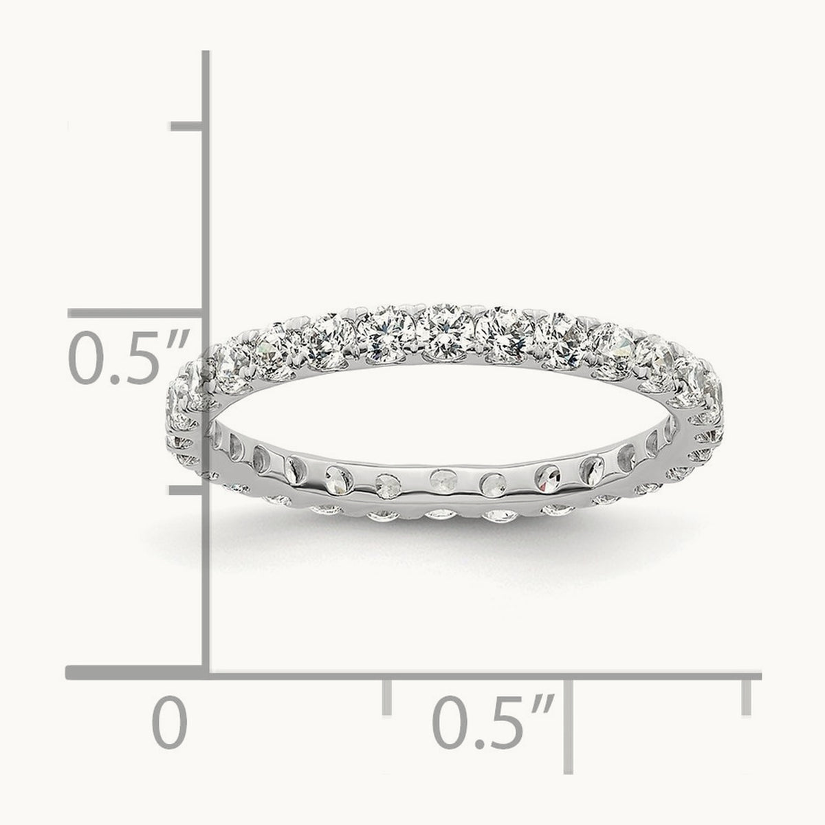 Polished U Shared Prong Diamond Eternity Band, 1.00 ct tw — 14K White Gold