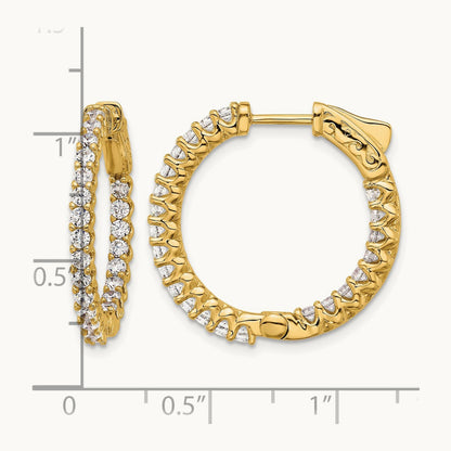 1.6ct 46- In/Out Hoop w/ Safety Clasp Diamond Earrings, 2.0mm, 14K