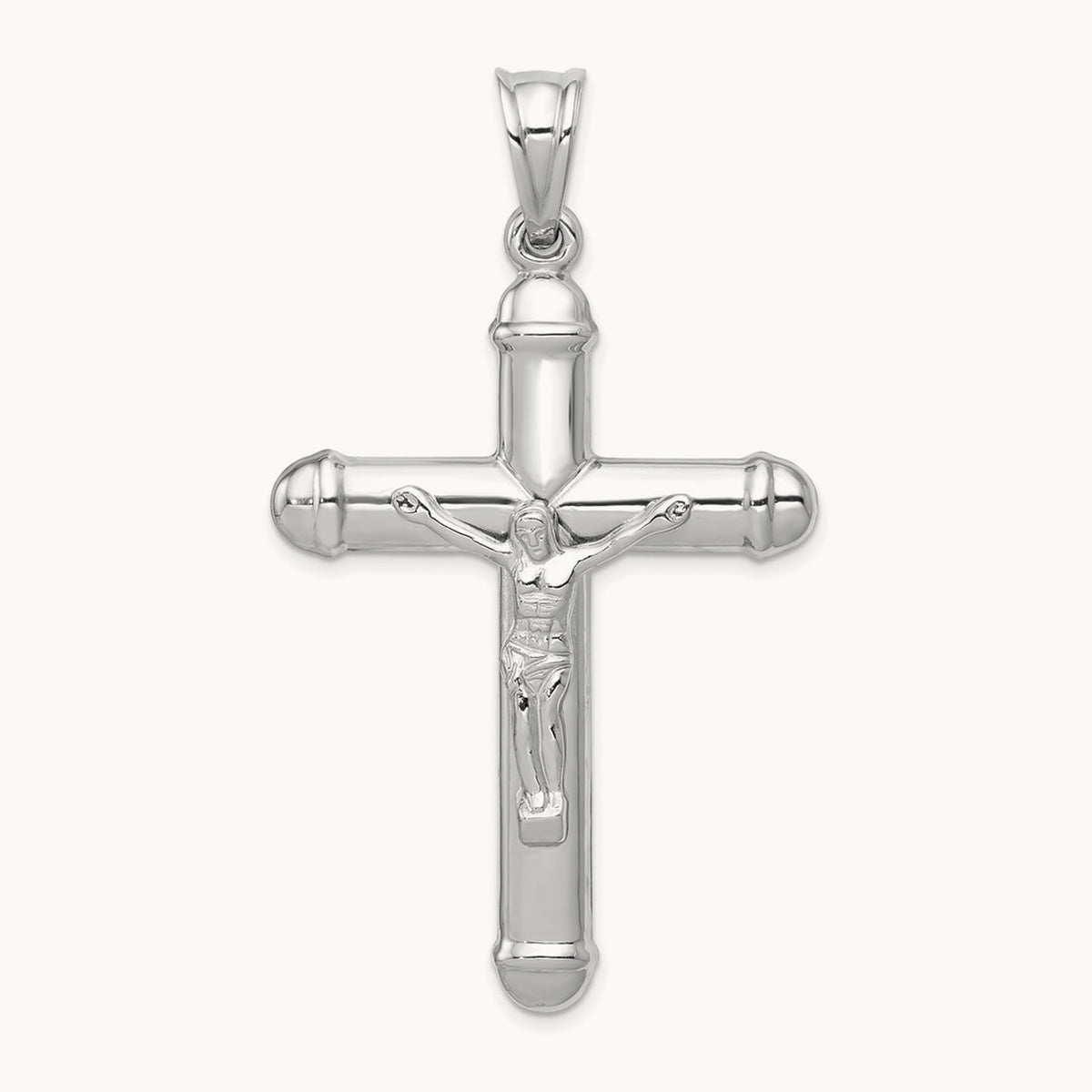 Reversible Crucifix Pendant — 14K White Gold, 56mm