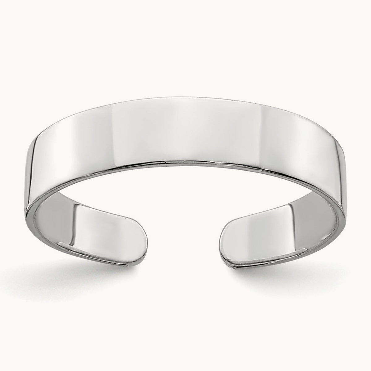 Adjustable Polished Band Toe Ring — 14K White Gold