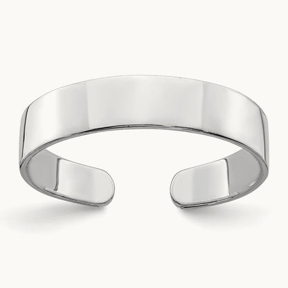 Adjustable Polished Band Toe Ring — 14K White Gold