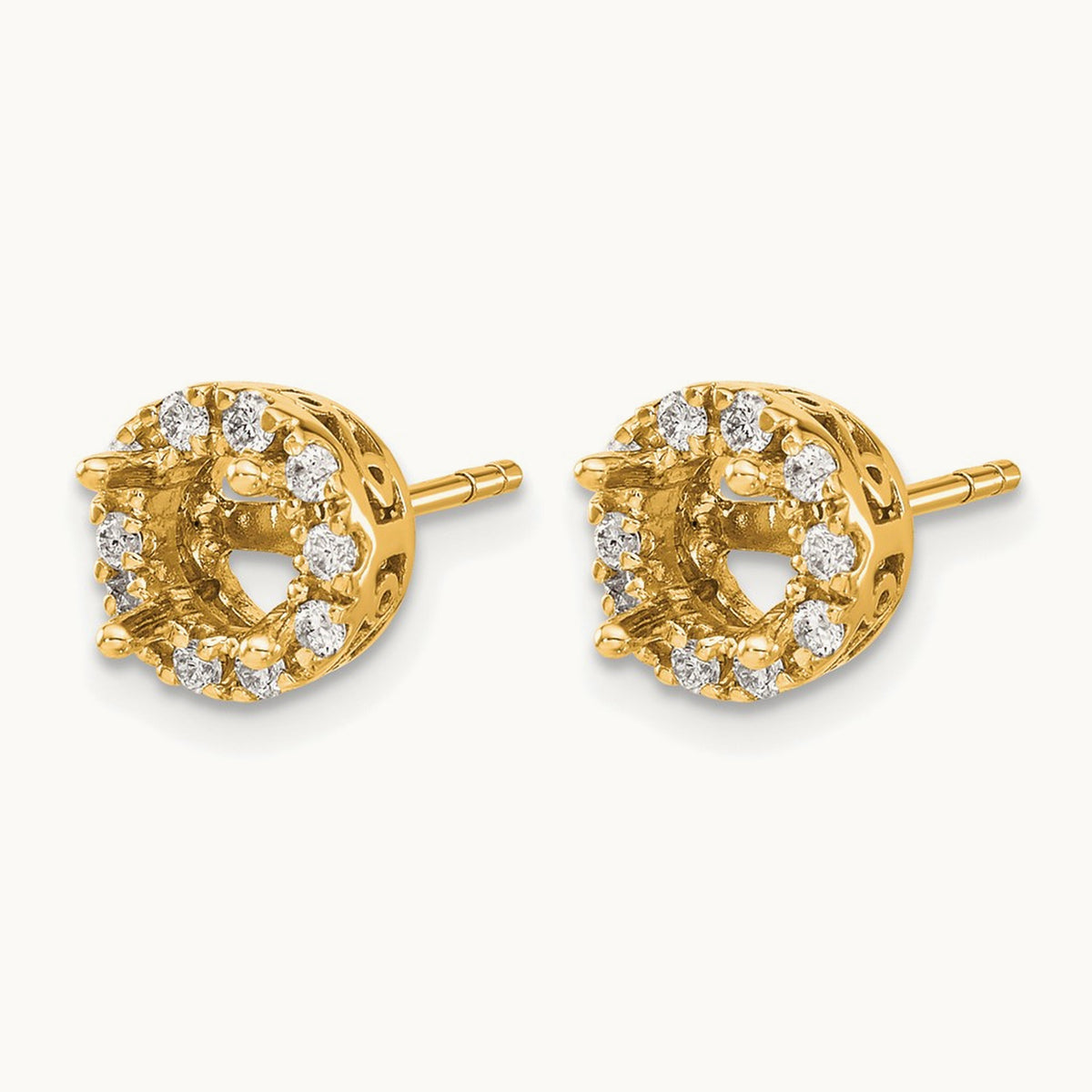 Diamond Semi-mount Stud Earrings, 14K