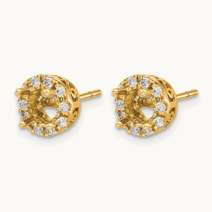 Diamond Semi-mount Stud Earrings, 14K