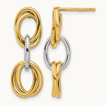 Polished Ovals Dangle Earrings, 14K with Rhodium — Leslie's