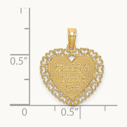 Polished DADDYS LITTLE GIRL Textured Heart Charm, 14K Gold