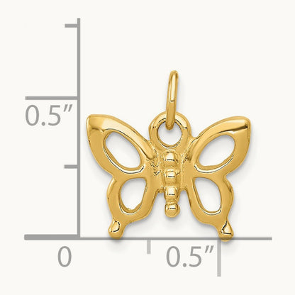 Solid Polished Butterfly Charm, 14K