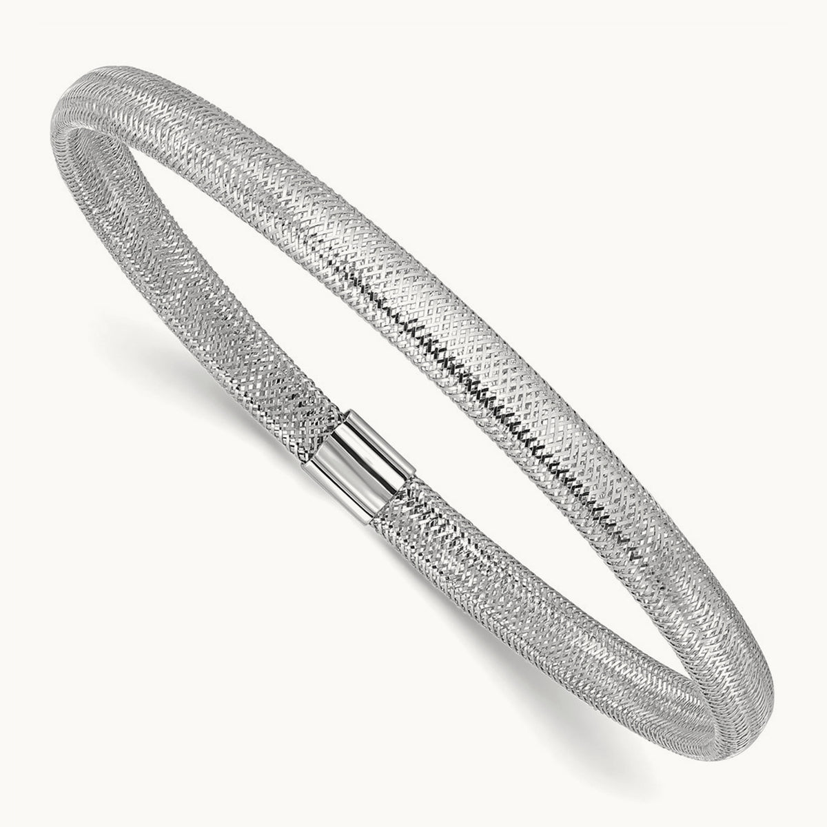 With Plating Polished Stretch Bracelet — 14K Two-Tone Gold