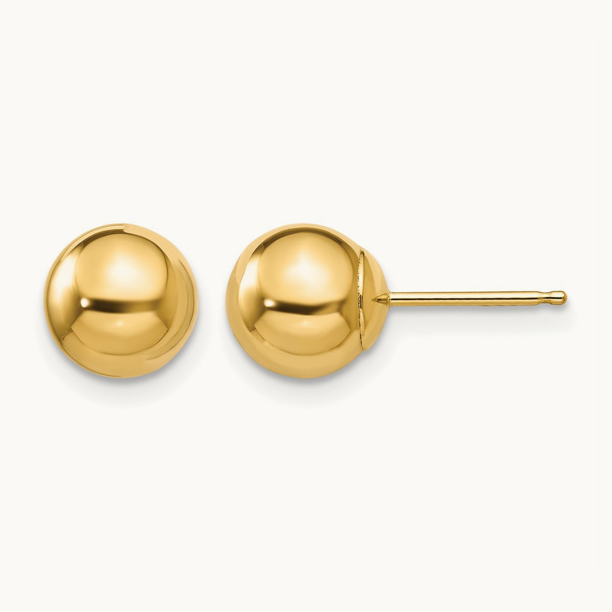 Polished Ball Post Earrings — 14K Yellow Gold, 7mm