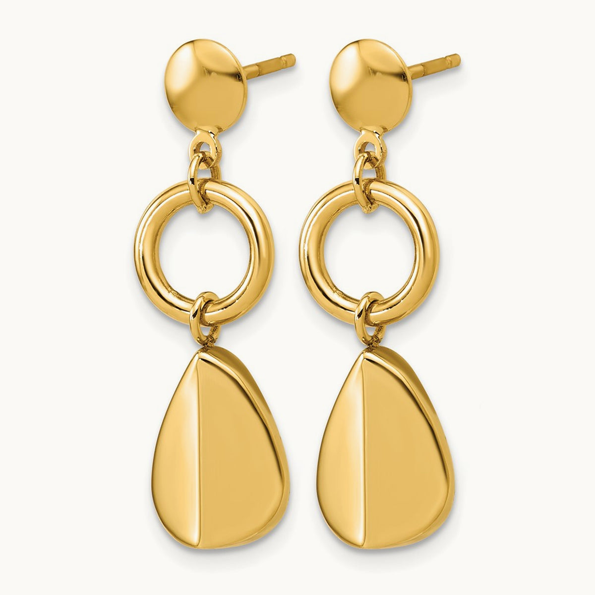 Polished Geometric Fancy Dangle Post Earrings, 14K — Leslie's