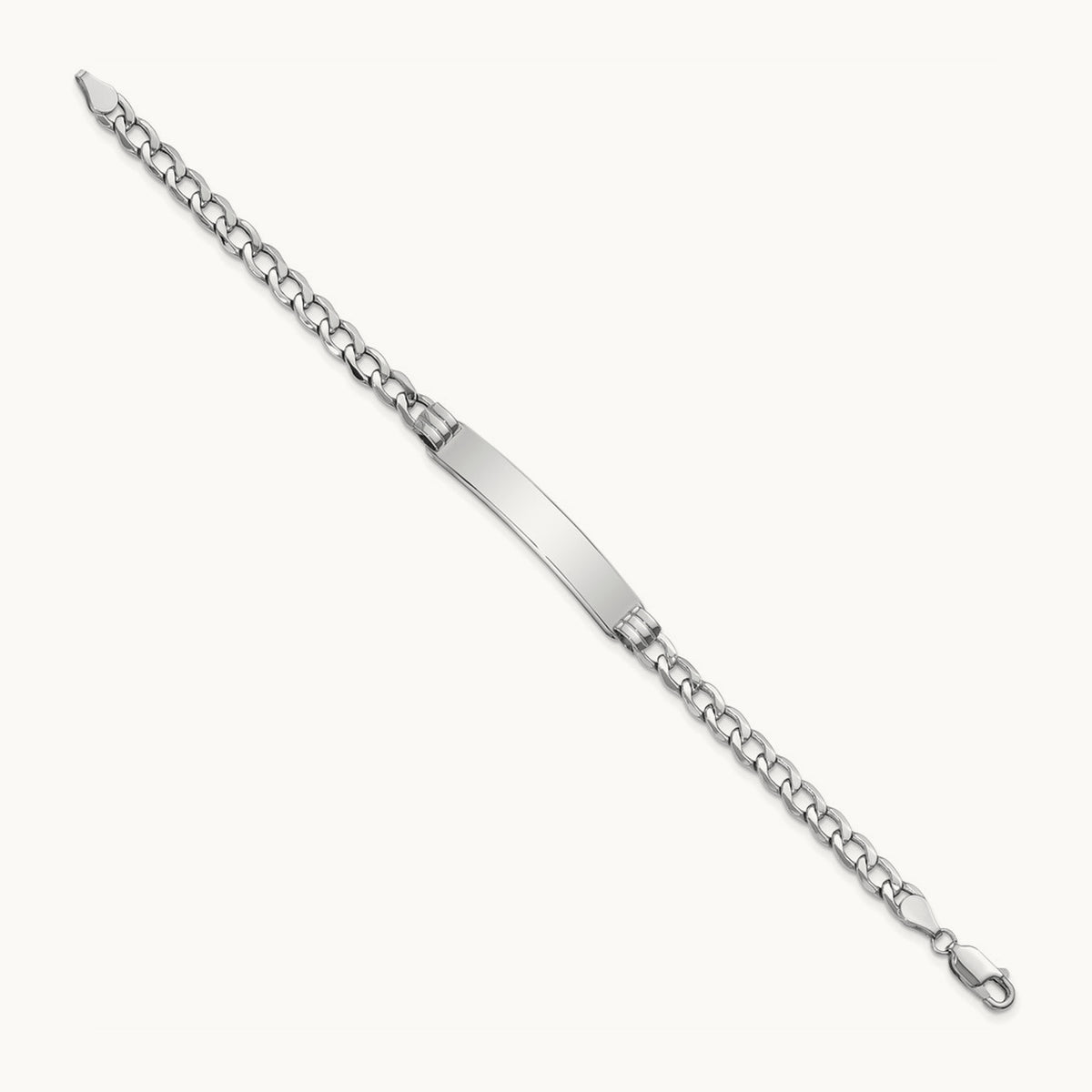 WG Polished Semi-Solid Cuban ID Bracelet, 14K