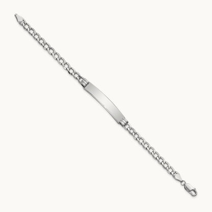 WG Polished Semi-Solid Cuban ID Bracelet, 14K