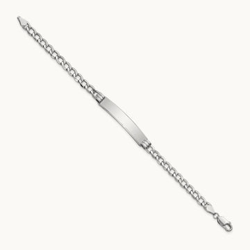 WG Polished Semi-Solid Cuban ID Bracelet, 14K